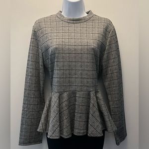 Shein long sleeved herringbone, peplum top